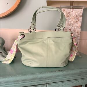Coach Mint Green Leather Shoulder Bag